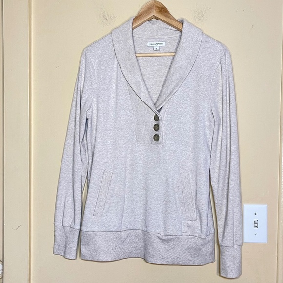 Banana Republic Tops - Banana Republic Light Gray Shawl Collar Sweatshirt